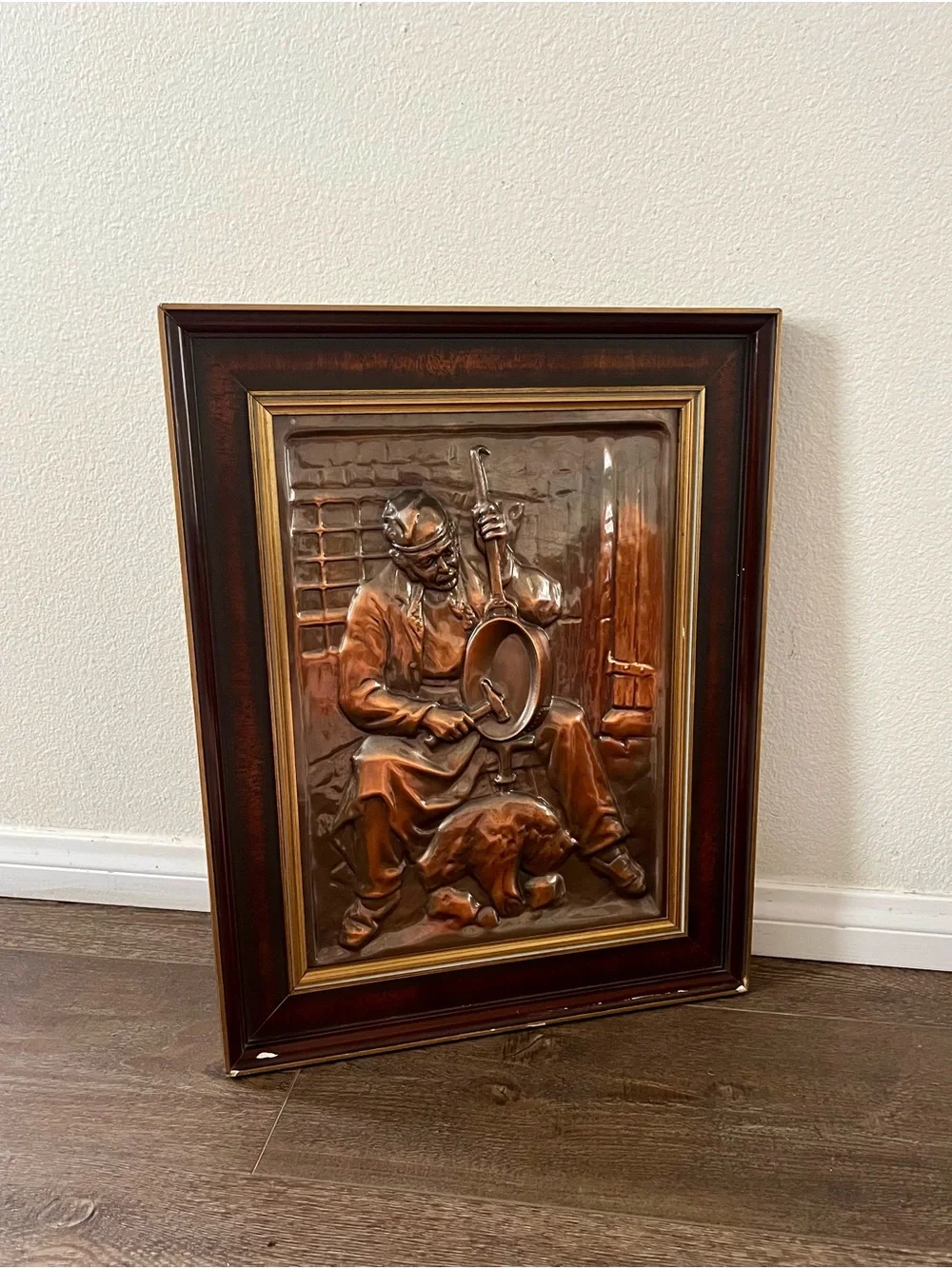 Vintage 3D Copper Relief Wall Art Plaque - Brown & Bronze 16/20 Inches